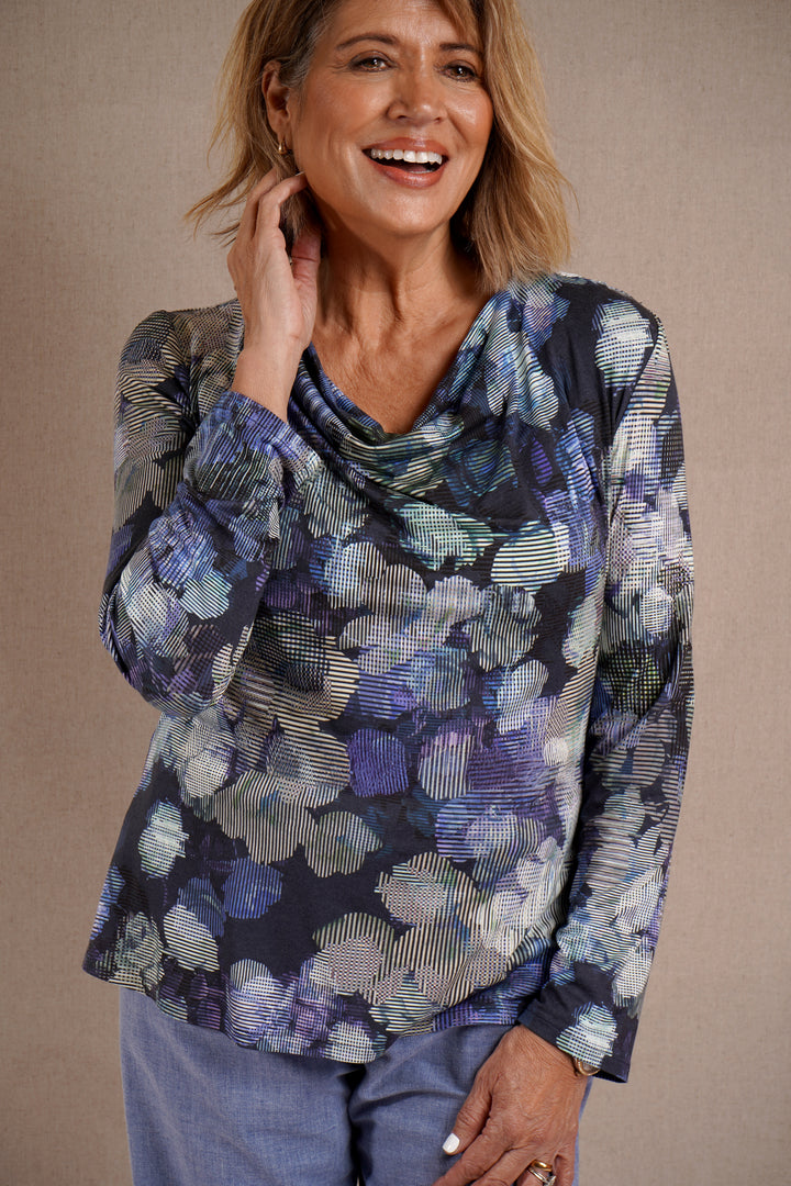 Lucent Petal Cowl Neck Top