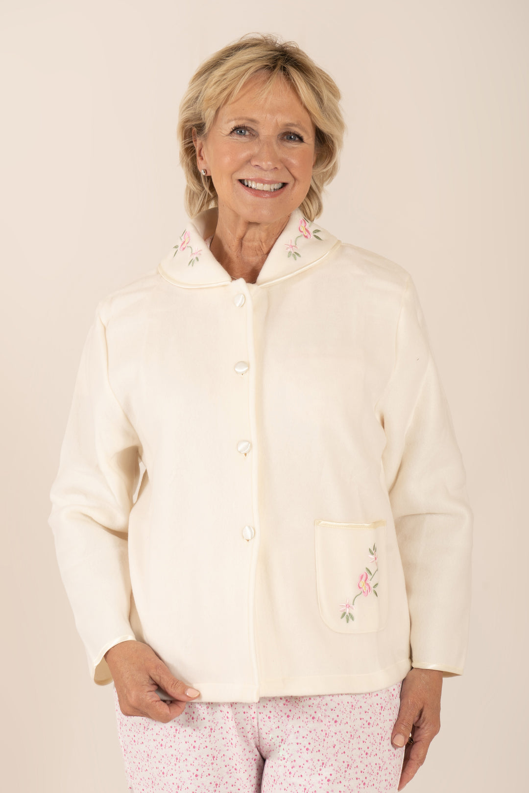 Embroidered Collar Bed Jacket