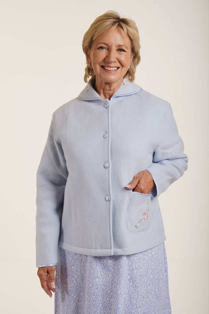 Embroidered Collar Bed Jacket