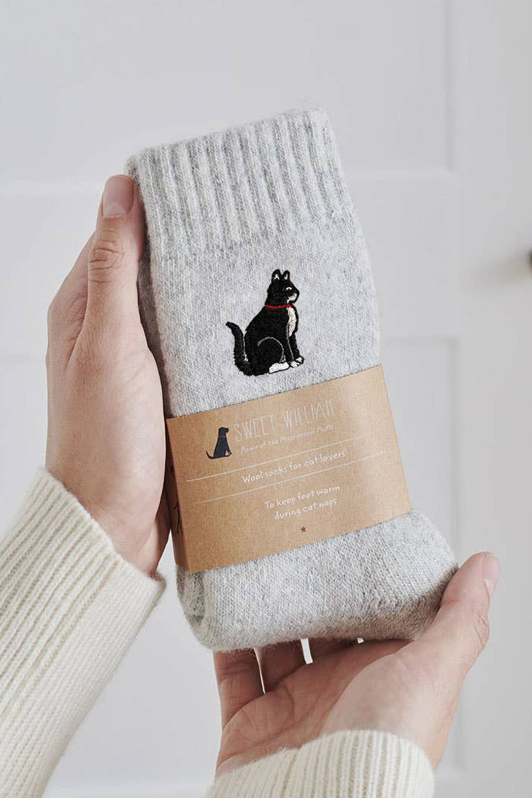 Black and White Cat Wool Socks