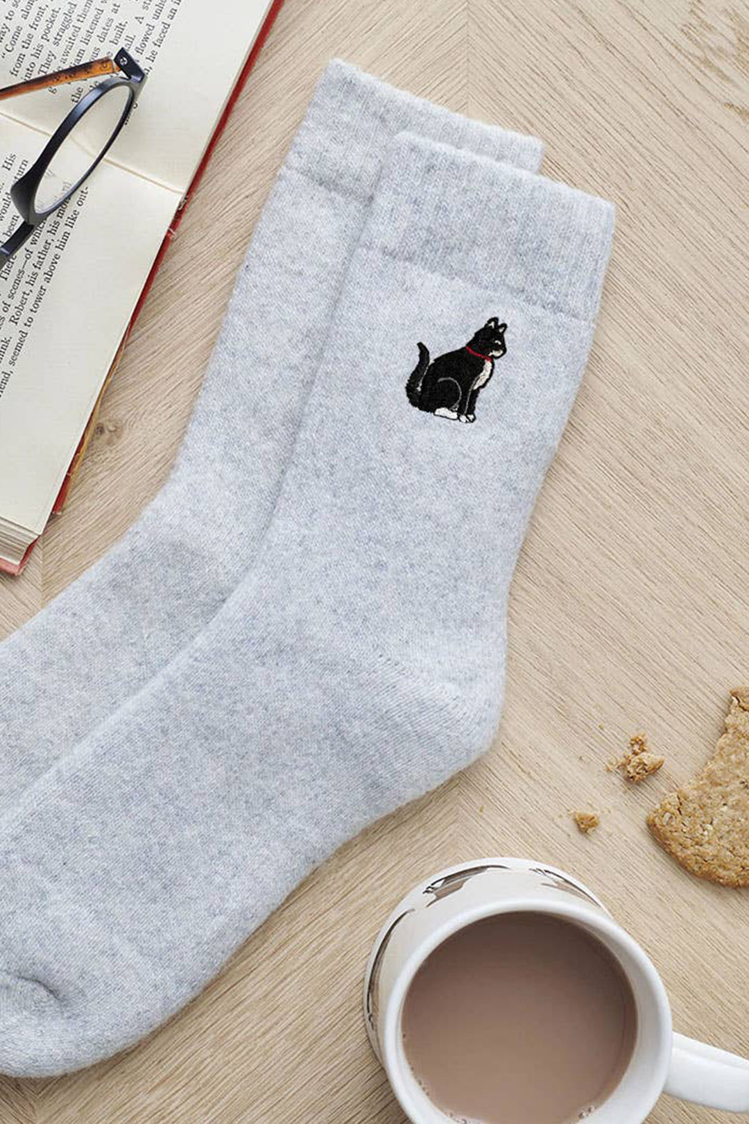 Black and White Cat Wool Socks