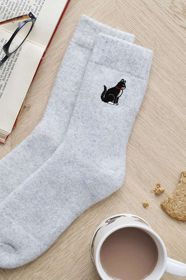 Black and White Cat Wool Socks