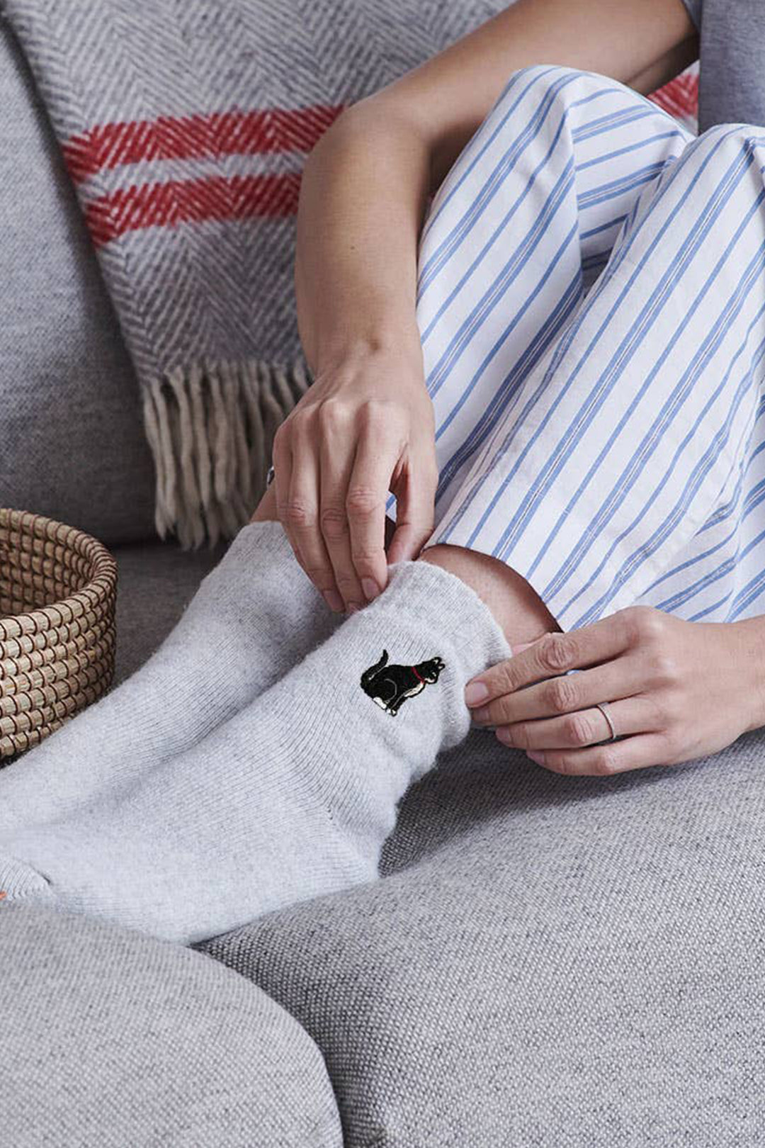 Black and White Cat Wool Socks