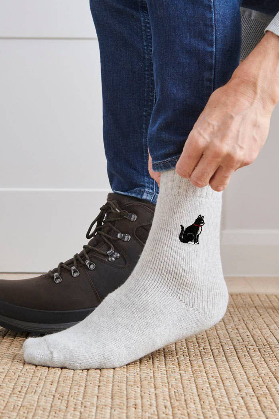Black and White Cat Wool Socks