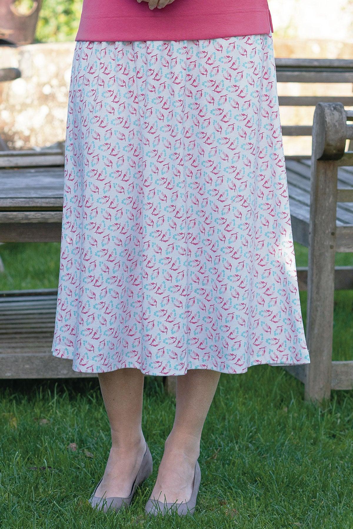 Leaf Print Shirt High Waist Skirt