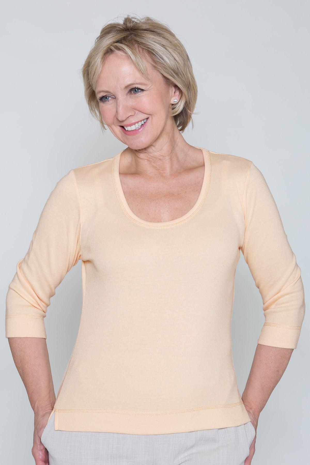 Ribbed Scoop Neck Top - Poppy - Classic Women's Tops – Carr & Westley