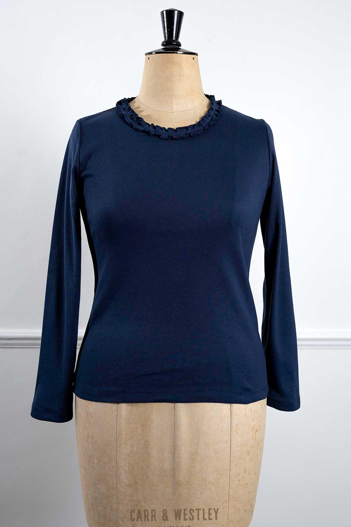 Ruffle Neck Top - Poppy - Classic Women's Tops – Carr & Westley