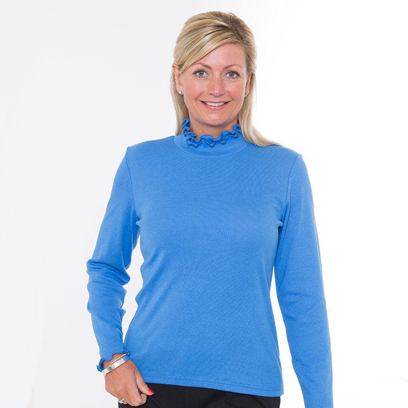 ruffle polo neck top