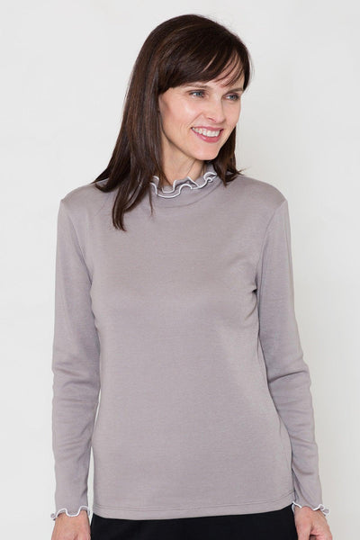 Betsy Ruffle Turtle Neck Top (Sable)