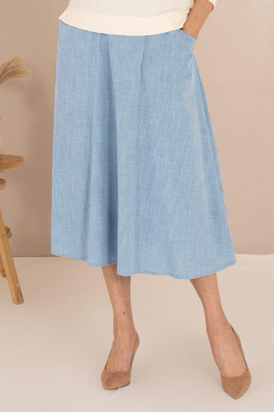 Newhaven Waffle Skirt - Sky - Carr & Westley