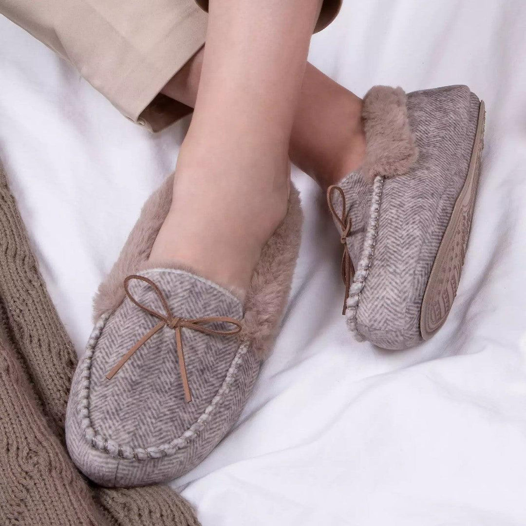 Herringbone Velour Moccasin – Carr Westley